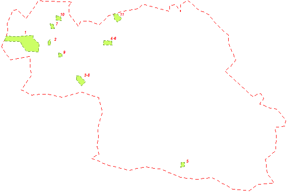Scheme of the natural reserves on the territory of Exclusion zone Chernobyl NPP