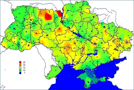 Карта радиационный фон в Украине Карта радиационный фон в Украине