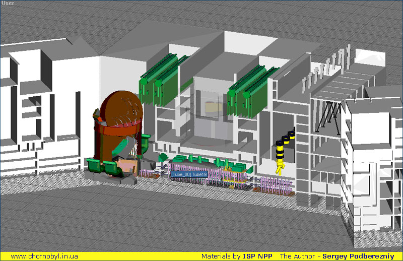 3Д разрез модели 4-го блока ЧАЭС Блок номер 4 ЧАЭС в 3Д