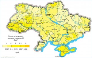 Карта загрязнения 90Sr Украины Карта загрязнения территории Украины стронцием