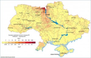 Карта радионуклидного загрязнения Украина стронций Карта  загрязнения стронцием Украины в 1986 году