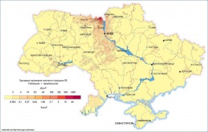 Карта загрязнения 90Sr территории Украины Карта загрязнения 90Sr территории Украины
