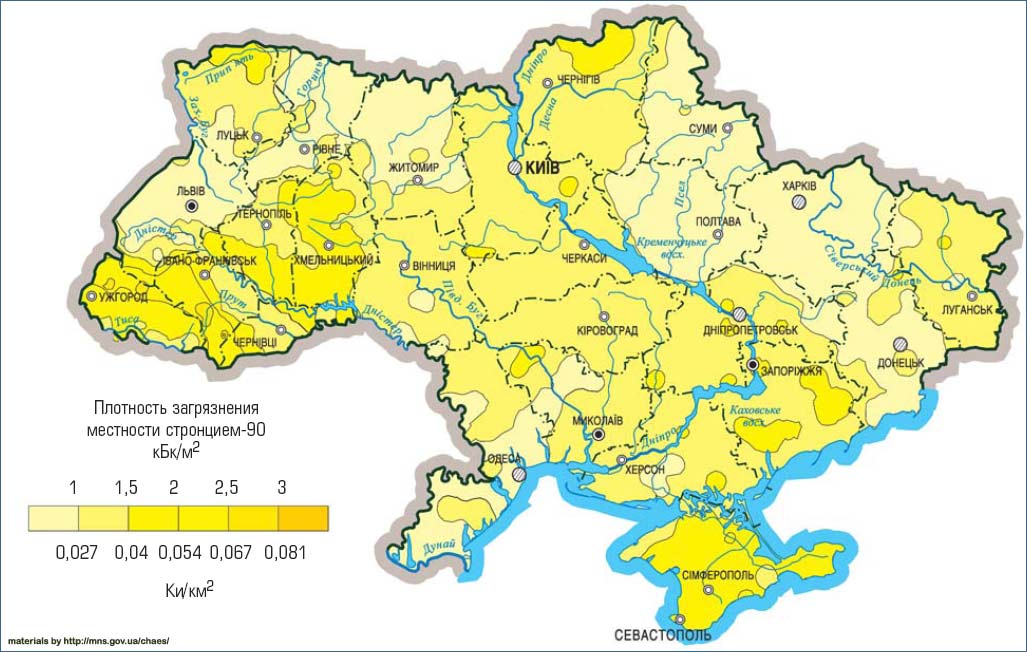 map-90Sr-ukraine-before-accident Карта забурдення України стронцій