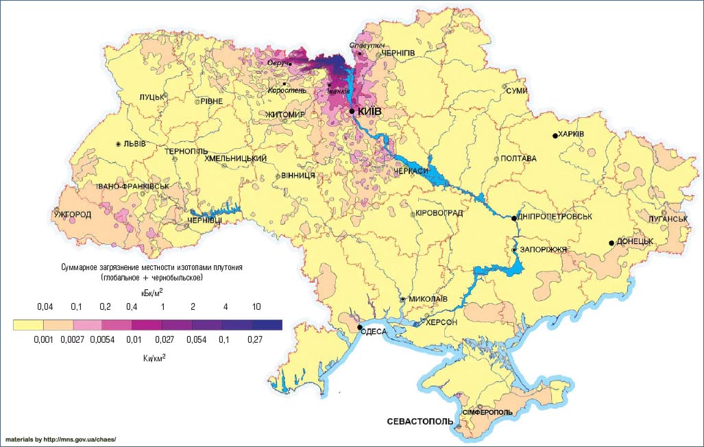 map-241Am-ukraine-present Америцій Карта Забруднення України